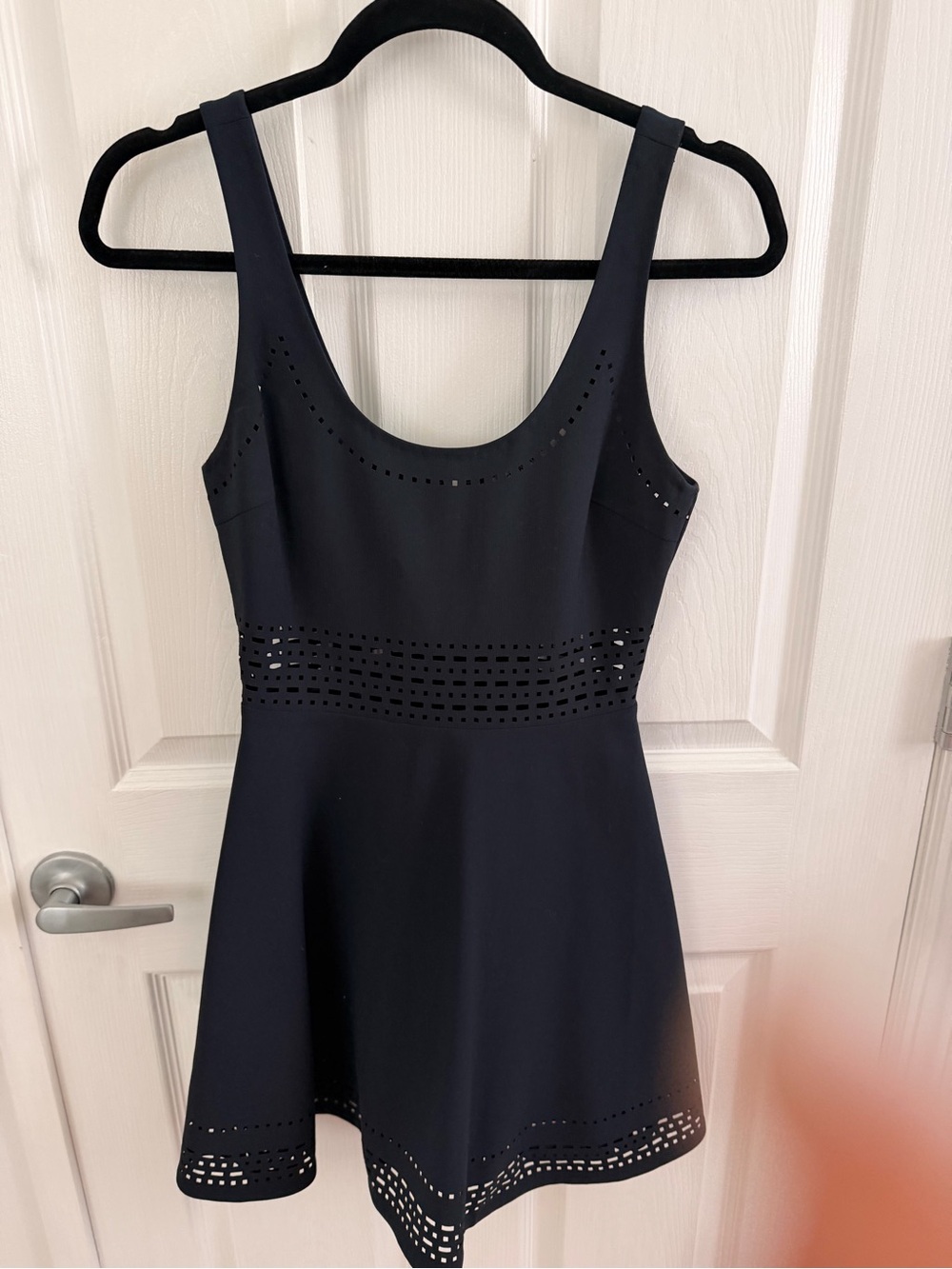 Elizabeth and James Black Sleeveless Eyelet Fit-and-Flare Mini Dress - Picture 3 of 4